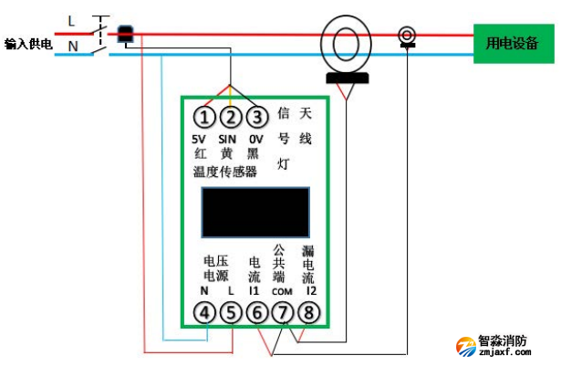 EFM-2P100電氣火災智能監測終端接線圖